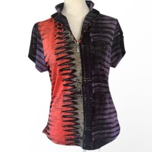 Jamie Sadock Golf Shirt Womens Small 1/4 Zip Short Sleeve Top Multicolored